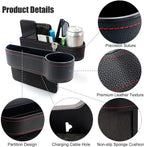 2 Pcs Car Seat Gap Filler - Leather Car Seat Crevice Storage Box with Adhesive Foam Pads, Car Gap Filler Organizer for Front Seat Gap Filler Between Car Seat and Console, Universal Fit