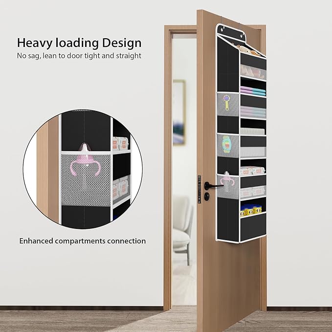 Univivi Hanging Storage Organizer Nursery Closet Cabinet Baby Storage with 5 Large Compartments 6 Side Pockets for Cosmetics,