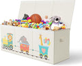 Extra Large Collapsible Sturdy Toy Storage Organizer with Lids, Animal Train Toy Box for Boys Girls, 40"x16"x16", Modern, Bei