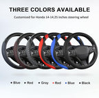 West Llama Customized Auto Car Steering Wheel Cover for Honda Civic, CR-Z, Insight, S2000, 14" - 14.25" (Diamond Quilted-Blac