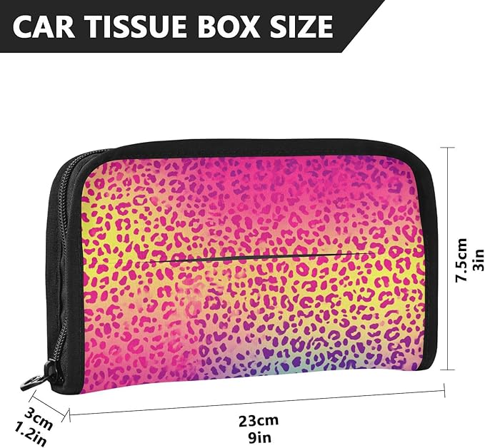 Car Tissue Holder Car Visor Organizer Tissue Box Holder for Car Sun Visor Organizer with Car Vehicle Accessories Essentials Interior for Women Men Multicolored Gradient Leopard Print