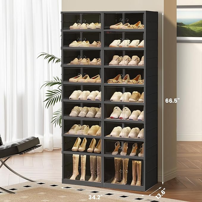 SYNCVIBE Shoe Rack Organizer for Closet Entryway Foldable Sneaker Storage Shoe, Collapsible Shoe Cabinet, Stackable Shoe Stor