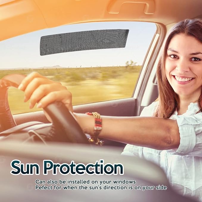 ZONETECH Cling Glare Reducer Sun Shade Side Window Sunshades Car Curtains UV Rays Visor Protection Universal Fit Protects from Sun- for All Year Round Use. Perfect for Road Trips (4 Pack)