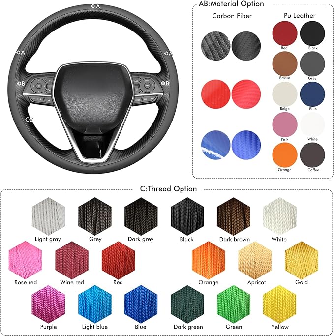 MEWANT Hand Sewn 3D Style Steering Wheel Cover for Toyota Camry 2018-2019/Toyota Avalon 2019/Toyota Corolla 2019-2020/Toyota RAV4 2019 Steering Wheel Accessories