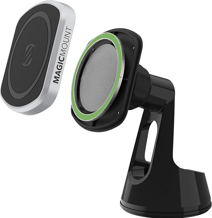 Scosche MP2ROWD MagicMount Pro2 MagSafe Car Dashboard/Windshield Suction Mount, Magnetic Cell Phone Holder Compatible with iPhone 16/15/14/13/12 Series and More with Included MagicRing Adapter