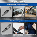 4PCS Window Breaker Seatbelt Cutter Car Safety Hammer, 2-in-1 Glass Breaker and Seat Belt Cutter with Test Glass, Underwater 