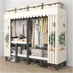 Foldable Portable Wardrobe Closet with Cover, Clothes Storage Closet, Clothing Racks for Hanging, Metal Organizer Rack Shelf 
