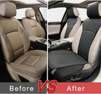2 Pack Leather Front Seat Covers, Universal Sideless Car Seat Protectors, Waterproof Automotive Seat Cover for Most Cars Truc