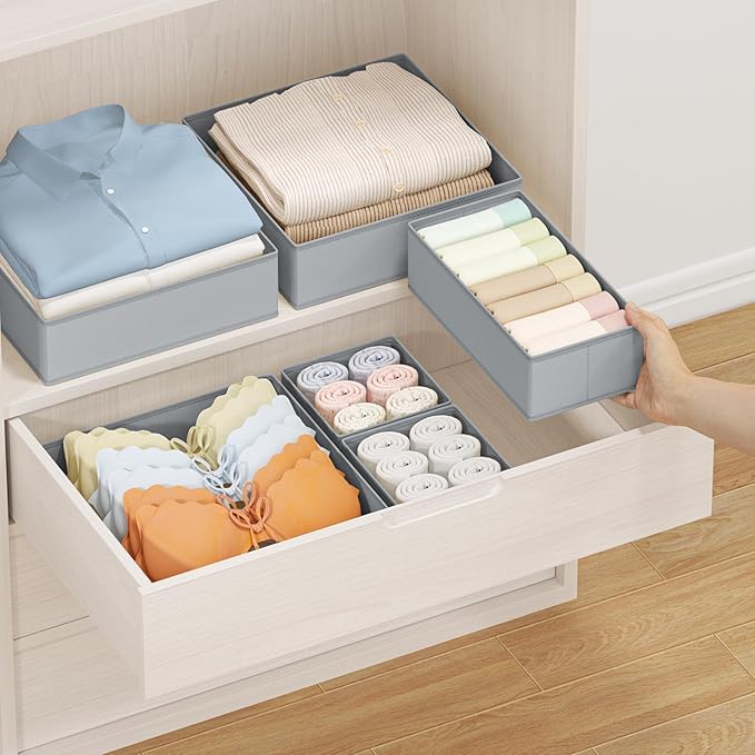 DIMJ Drawer Organizer Clothes Storage - 24 Pack Baby Dresser Organizer for Nursery, Small Fabric Closet Drawer Organizer Bins