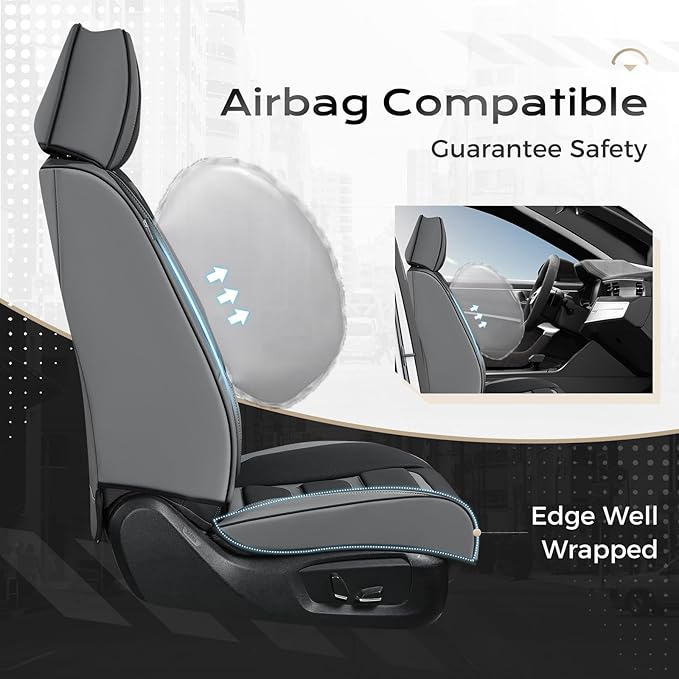 Coverado Car Seat Covers Full Set, Seat Covers for Cars, Front Seat Covers and Back Seat Cover Waterproof Leather Automotive 