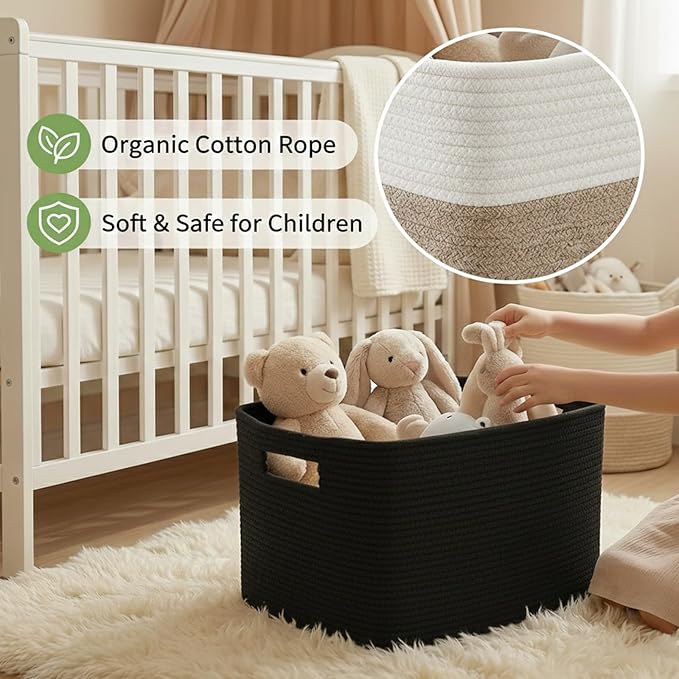 JMvicyroam Woven Blanket Basket,65L Large Storage Bin for Blankets Toys Clothes,Decorative Rope Basket for Living Room Bedroo