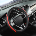 Car Steering Wheel Cover, Leather Steering Wheel Cover Red Universal 14.5-15 Inch Microfiber Leather Anti-Slip Breathable Aut
