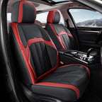 Coverado Car Seat Covers Front Set, Luxury Nappa Leather Seat Covers Universal Fit Waterproof Non-Slip Breathable Automotive 