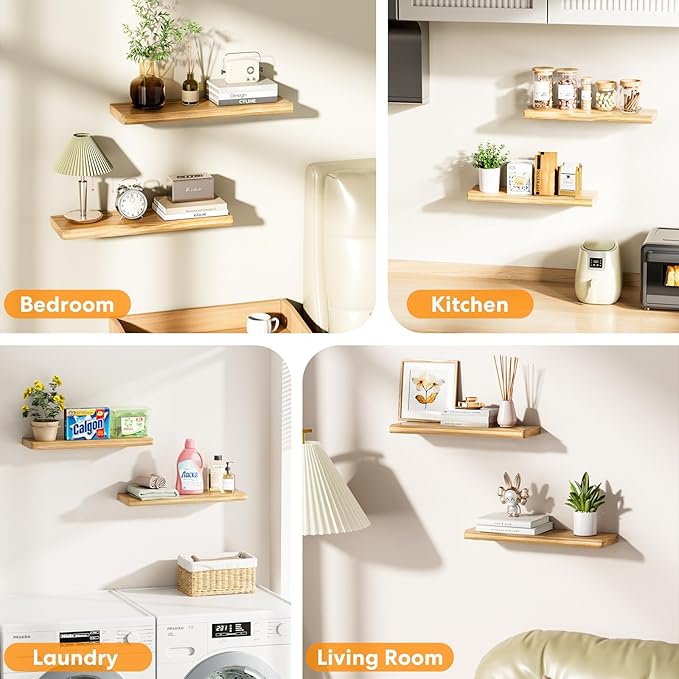 Floating Shelves for Wall Rustic Farmhouse 24 Inch Floating Shelf Wooden Shelves for Wall Pine Wood Shelf with Unique Natural