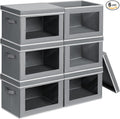 Homsorout Clothes Organizers and Storage - 6 Pack Large Storage Box with Lids, Foldable Closet Organizer with Lids, Decorativ