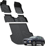 LASFIT Floor Mats & Cargo Mats Fits for Hyundai Santa Fe 2020 2019 (Not fit 2019 Santa Fe XL) All Weather TPE Custom Fit Floor Liners Car Mats & Trunk Mats Accessoires, Black