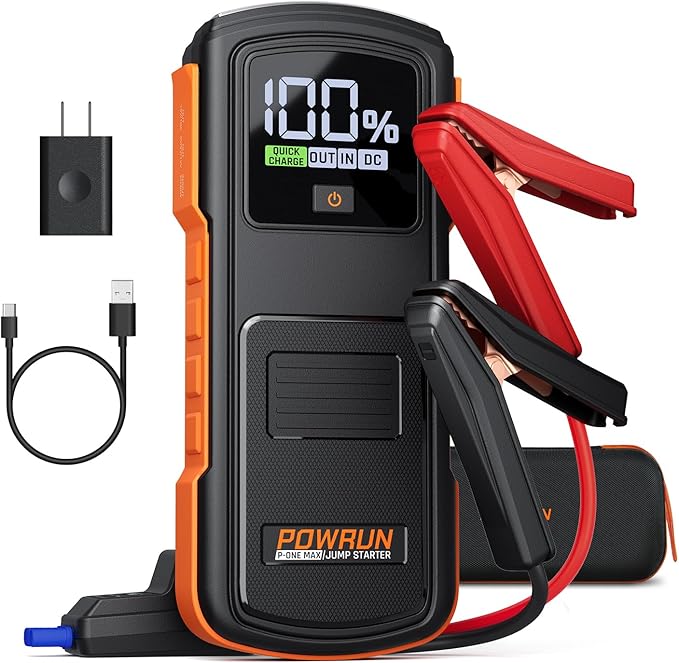 Powrun P-ONE MAX Jump Starter, 4000A Portable Jump Box, Car Jump Starter Battery Pack for All Gas or Diesel Engines up to