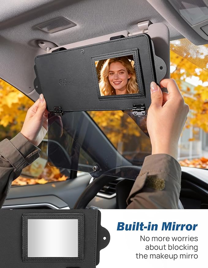 JOYTUTUS Sun Visor Extender for Cars, Sun Visor Extension Blocks UV, Visors Extender Attachment for Car Visor, Anti-Glare,Built-in Mirror