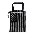 Car Garbage Bag Black and White American Flag Hanging Canvas Car Trash Bag Drawstring Car Back Seat Organizer for Car Back Front Seat Console with Adjustable Buckle