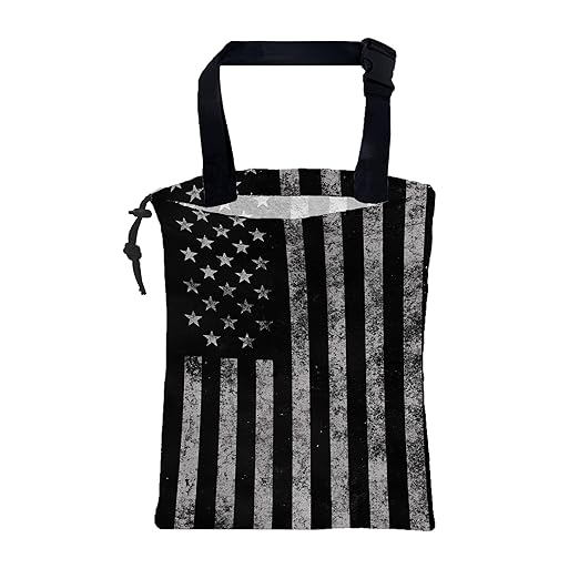 Car Garbage Bag Black and White American Flag Hanging Canvas Car Trash Bag Drawstring Car Back Seat Organizer for Car Back Front Seat Console with Adjustable Buckle