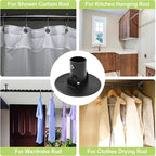 4pcs Shower Curtain Rod Bracket Black Flange Closet Rod Holder for Wall Mounting Titanium Steel Single Swivel Flange Rod Brac