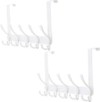Dseap Over The Door Hook Hanger - Fits 1 3/8" to 1 3/4" Standard Doors | 5 Tri Hooks Heavy Duty Towel/Coat Rack | Door Organi