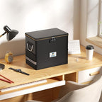 File Organizer with Lock,Fireproof Document Box,Hard Safe Box Includes 10 Hanging File Folders for Letter Size,Filing Cabinet