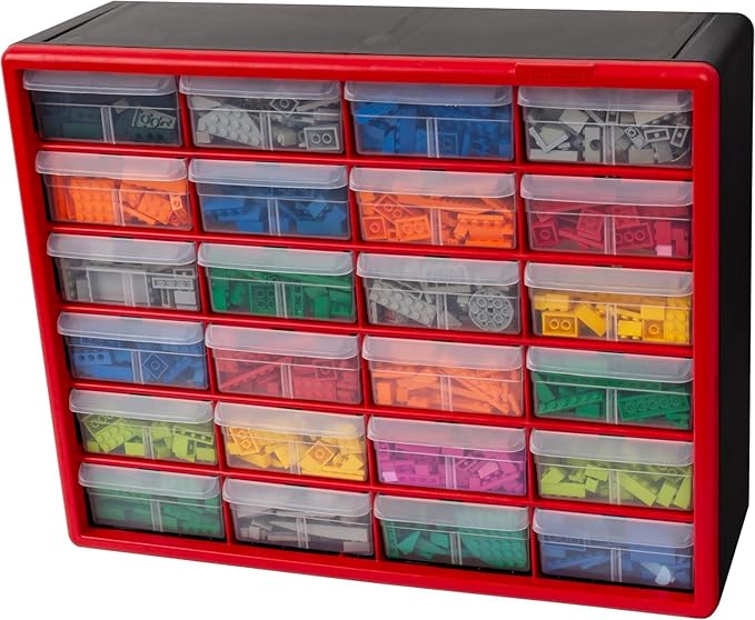 Akro-Mils 24-Drawer Plastic Drawer Storage Cabinet for Garage Organization, Bead Organizer, Building Bricks Storage, Teacher 