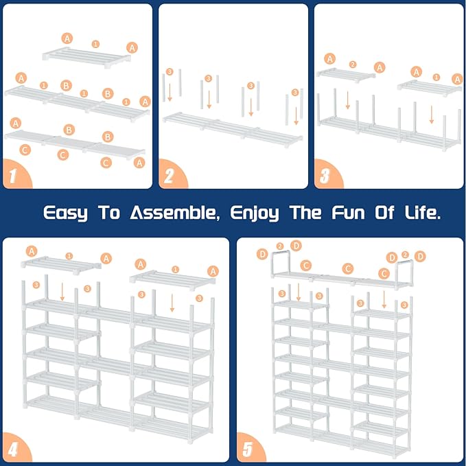 Mavivegue 9 Tiers Shoe Rack Tall Shoe Organizer Shoe Storage 50-55 Pairs Vertical Shoe Shelf Large Shoe Rack Organizer Stacka