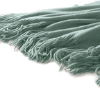 Homiest Decorative Knitted Throw Blanket with Fringe, Lightweight Acrylic Knit, Soft & Cozy Tassel Blanket for Couch, Sofa, B