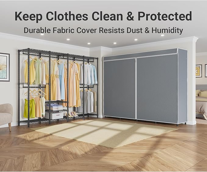 VIPEK V40C Covered Clothes Rack Heavy Duty Clothing Rack with Cover, Custom Freestanding Closet Portable Wardrobe Closet for 