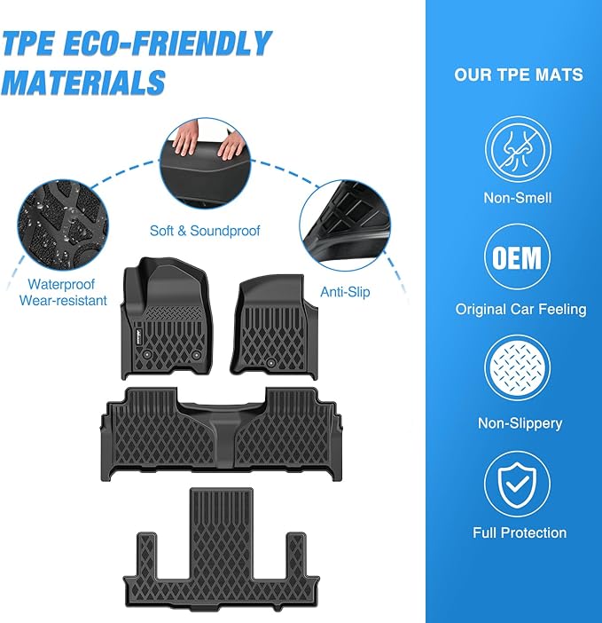 Nilight TPE Floor Mats for Chevy Tahoe GMC Yukon Denali Cadillac Escalade Bucket Seats 2021 2022 2023 2024 2025 2026 All Weather Custom Fit Heavy Duty Floor Liners