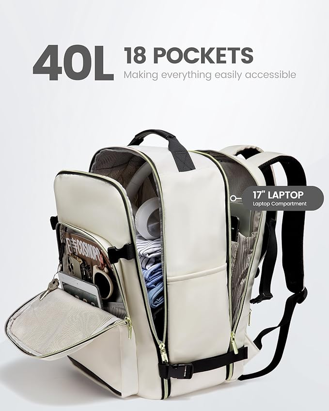 LOVEVOOK Travel Backpack for Women & Men 40L,Airline Approved Carry On Backpack Travel Essentials,TSA Carry on Luggage,Waterp