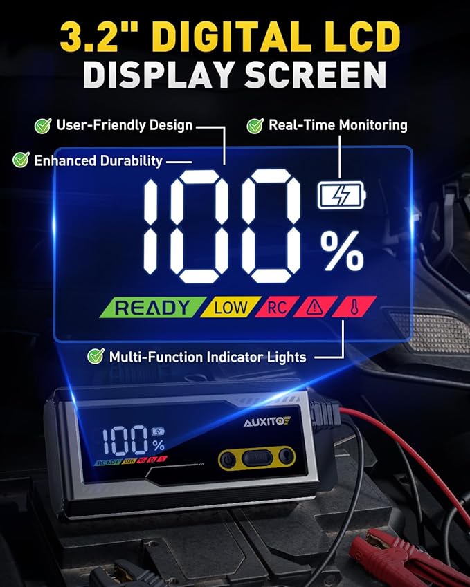 AUXITO Jump Starter 8000A Portable Car Battery Jump Starter with Large LCD Display Jump Cable with Smart Clamps Power Bank