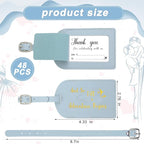 Sweetude 48 Sets Leather Luggage Tag Bulk and So The Adventure Begins Luggage Tags with Name Card for Wedding Bridal Shower B