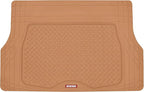 Motor Trend FlexTough Performance All Weather Rubber Car Floor Mats with Cargo Liner - Full Set Front & Rear Floor Mats for Cars Truck SUV, Automotive Floor Mats (Beige)