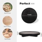 Round Decorative Tray Wood Bathroom Counter Organizer Farmhouse Kitchen Decor Wooden Riser for Soap Dish, Perfume, Candle, Sp