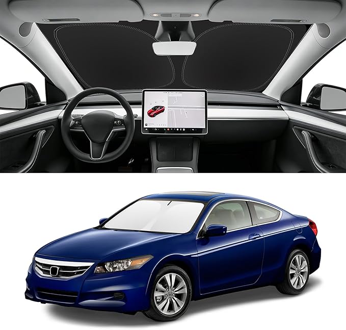 Custom Fit Windshield Sun Shade for Honda Accord 2008-2012, Blocks UV & Heat, Front Window Sunshade Accessories, Easy Fold & Store Keep Your Car Cooler