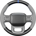 MEWANT Matte PU Carbon Fiber Grey Embossed Faux Leather Steering Wheel Wrap for Ford F150 Lightning F350 2024 Expedition