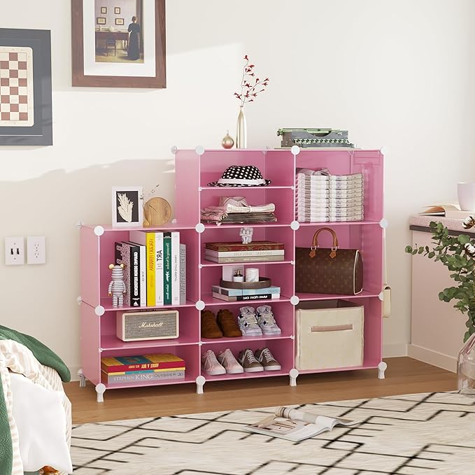 AWTATOS Closet Organizer 8 Cube Storage Shelves Clothes Organizers Closet Storage Stackable Cubby Shelving for Closet Bedroom