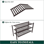 Smiry Bamboo Shoe Rack for Closet, 3 Tier Wooden Stackable Shoe Organizer, Free Standing Shoes Storage Shelf for Entryway, Fr