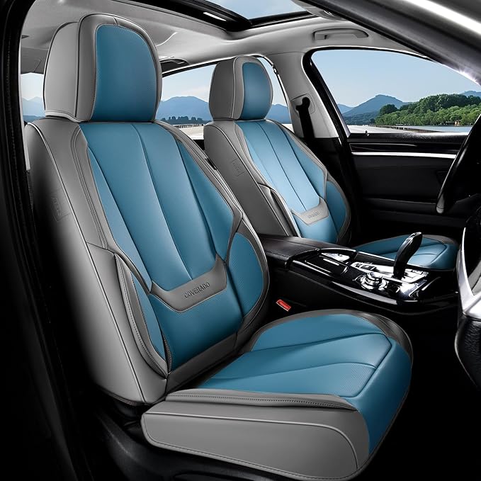 Coverado Seat Covers, Car Seat Covers Front Seats, Leather Seat Covers for Cars, Car Seat Protector Waterproof, Gray Car Seat