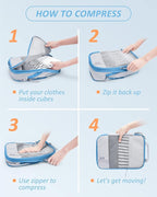 BAGSMART 6 Set /4 Set/2 Set Compression Packing Cubes for Travel, Lightweight Luggage Organizer Bags, Durable Space Saver Bag