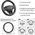West Llama Microfiber Leather Car Steering Wheel Cover for Men Women,Universal Fit 15.5-16 inch(Leather Nails-Black-Large Siz