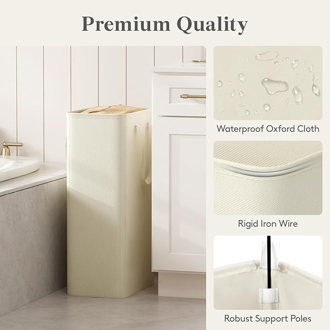 Lifewit 75L Slim Laundry Hamper, Narrow Small Laundry Basket with Handle for Dirty Clothes, Collapsible Tall Thin Laundry Bin