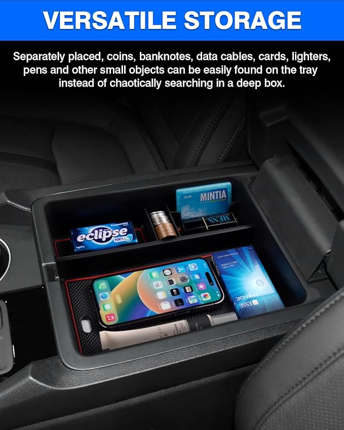Autorder Center Console Organizer for 2023-2026 Honda Pilot,2024-2026 Ridgeline/Passport Accessories Armrest Storage Box Secondary Insert Tray with 2 Color Mats