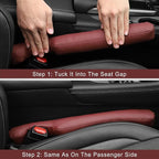 UREHEPO 2 pcs Leather Car Seat Gap Filler Organizer, Interior Car Accessories to Stop Things from Dropping for Car SUV Truck Camper, Fill The Gap Between Seat and Console - Wine Red