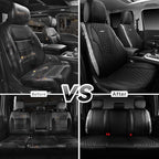 CAR PASS Bling Leather Car Seat Covers & Black Nappa Leather Calfskin Seat Cushioned Protector, Waterproof Anti-Slip Universa