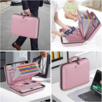 DocSafe Fireproof File Organizer with Lock, Hard-Shell Case Fireproof Document Box with 13 Pocket Accordion File Folder, Port