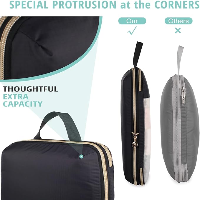 See Through Expandable Compression Packing Cubes, Mesh Travel Packing Cubes for Suitcases, Lightweight Organizers Bag Set for